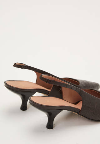 Croco Leather Slingback