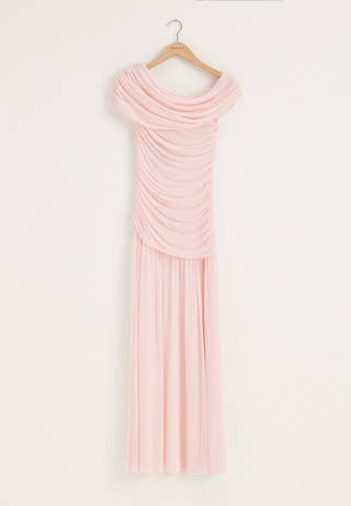 Off Shoulder Mesh Maxi Dress