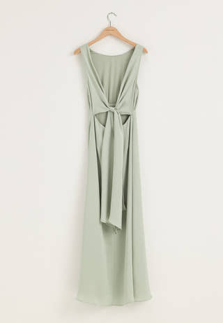 Tie Back Shawl Satin Dress
